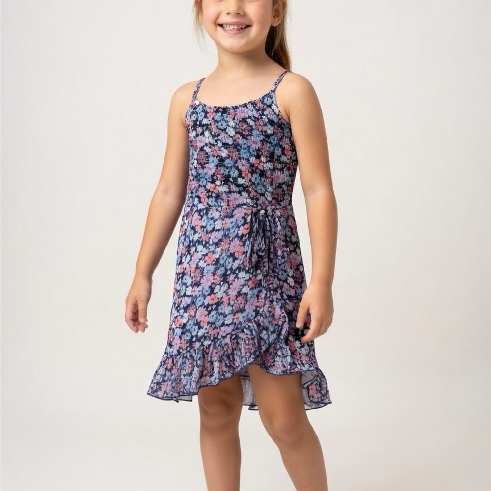 Abercrombie Girls Blue and Pink Floral Summer Dress | Size 5/6
